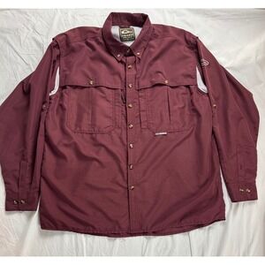 Drake Company Men's XL Burgundy Long Sleeve Fishing Hunting Outdoor Shirt